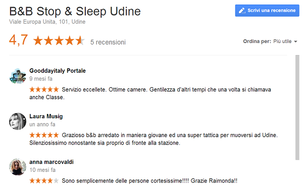 Recensioni Google+ B&B Udine
